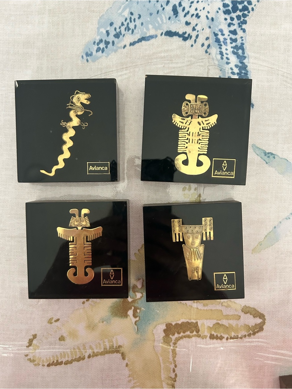 Avianca Collectible Tile / Coaster Set with Gold Inlay